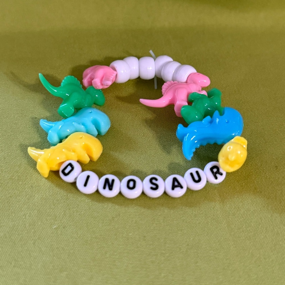 Handmade Pastel Kidcore DINOSAUR Friendship Bracelet for Trading Cute Bracelet